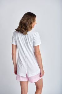 Tee with Back Seam - White