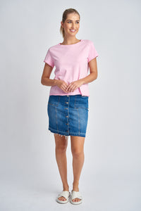 Short Crew Neck Tee - Pink