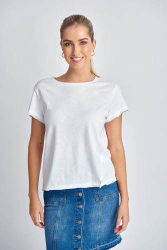 Short Crew Neck Tee - White