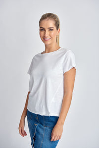 Short Crew Neck Tee - White