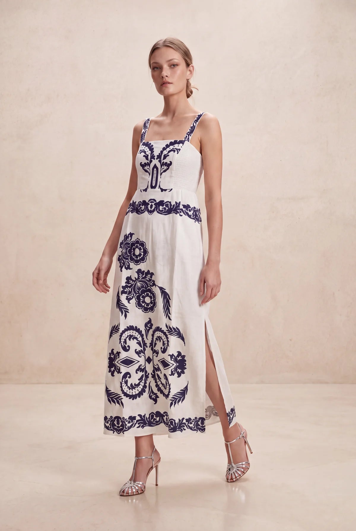 Cherish Maxi Dress - White Navy