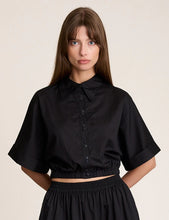Crop Cuff Shirt - Black