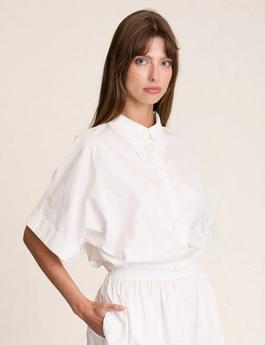 Crop Cuff Shirt - White