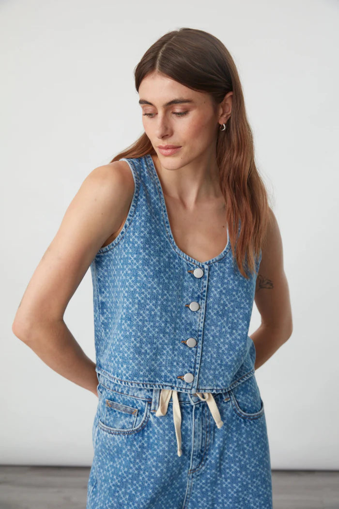 Kane Cropped Vest - Laser Malibu
