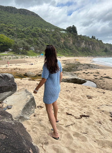 Crochet Tee Dress - Blue