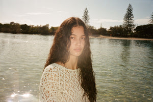 Crochet Tee Dress - White