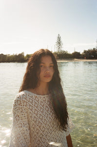 Crochet Tee Dress - White