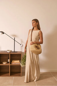 Leather Trim Raffia BB