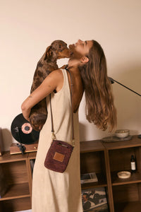 Leather Trim Raffia Pocket - Cocoa