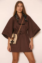 Leather Trim Raffia Pocket