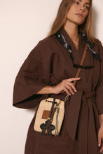 Leather Trim Raffia Pocket