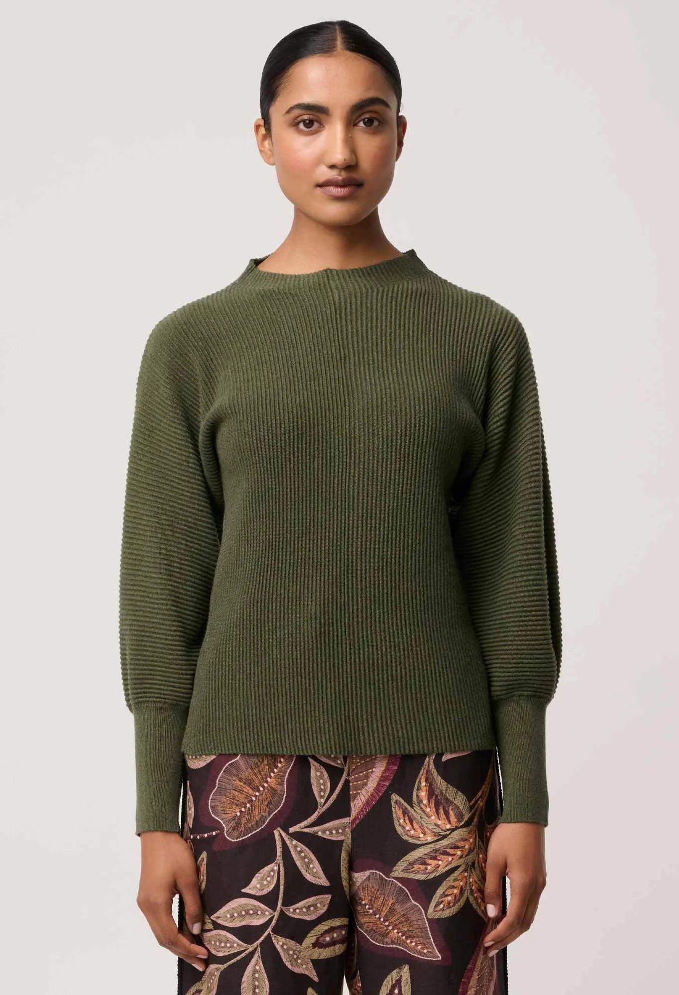Roselle Merino Knit Top - Winter Moss