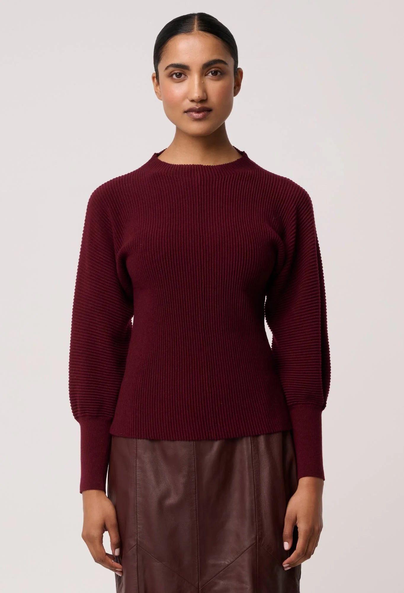 Roselle Merino Knit Top - Bordeaux