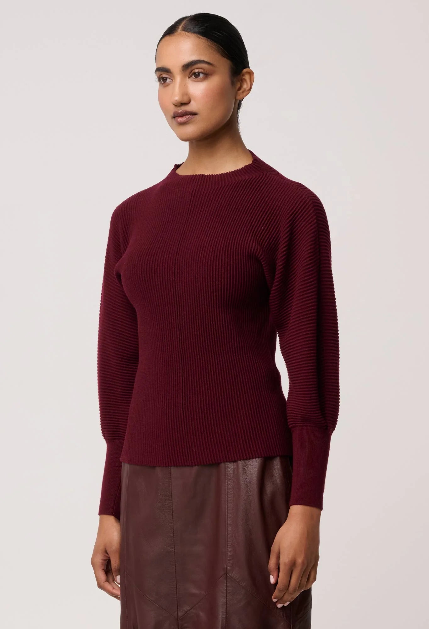 Roselle Merino Knit Top - Bordeaux