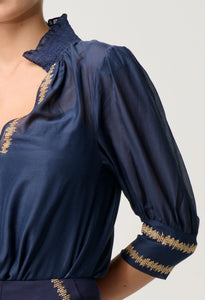 Mustique Silk Embroidered Blouse