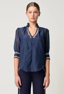 Mustique Silk Embroidered Blouse