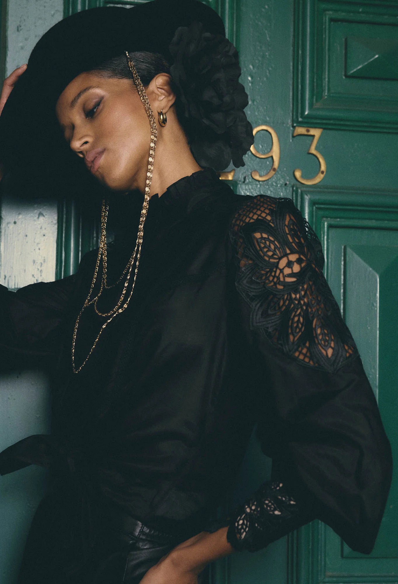 Sevilla Lace Detail Shirt - Onyx