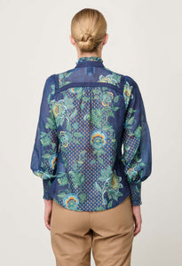 Renata Contrast Trim Shirt - Mariposa Zafiro