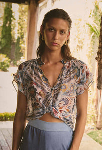 Calandria Flutter Sleeve Blouse