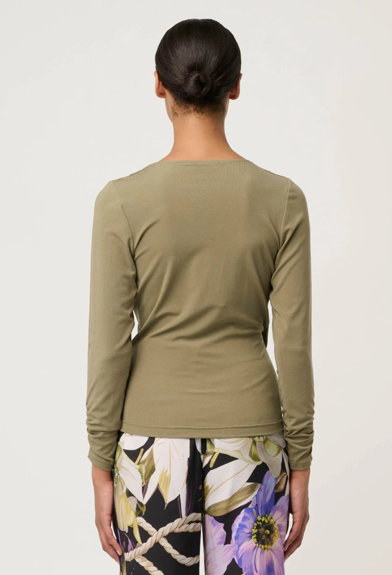 Aster Stretch Wrap Top - Dusty Olive