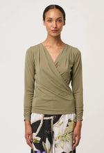 Aster Stretch Wrap Top - Dusty Olive