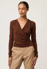 Aster Stretch Wrap Top - Mocha