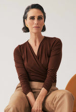Aster Stretch Wrap Top - Mocha
