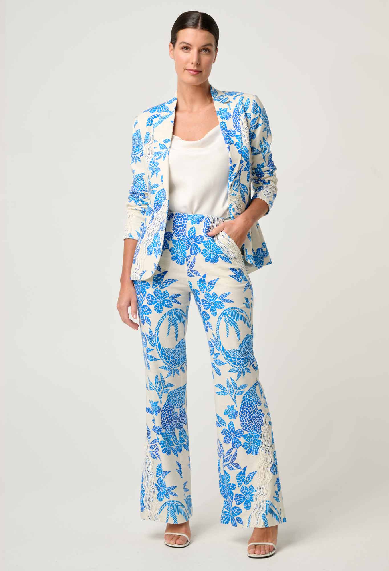 Leandro Contrast Lace Pant - Azure Mosaic