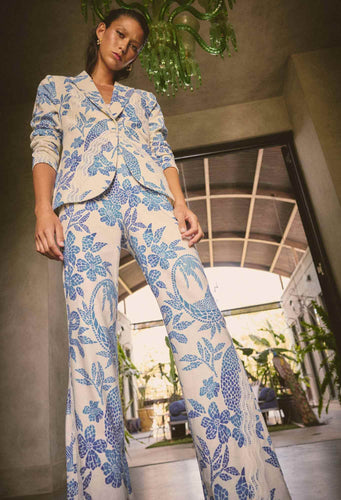 Leandro Contrast Lace Pant - Azure Mosaic