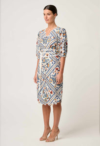 Theia Scallop Embroidered Dress