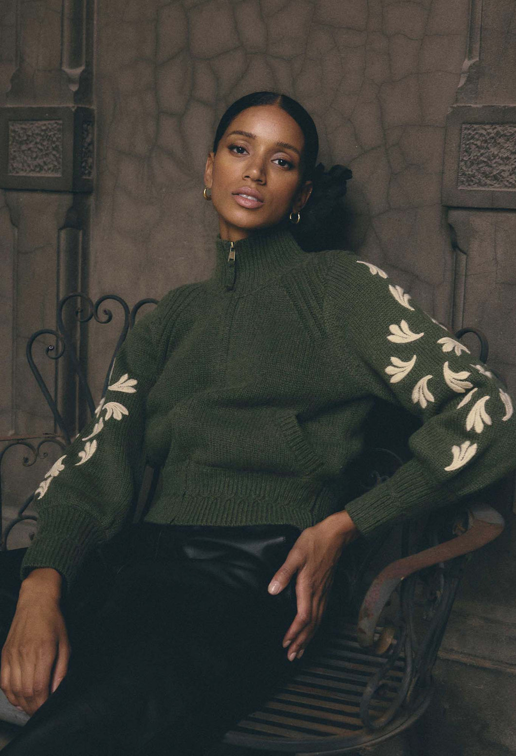 Carmela Knitted Bomber - Oliva