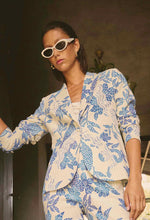 Leandro Contrast Lace Blazer - Azure Mosaic