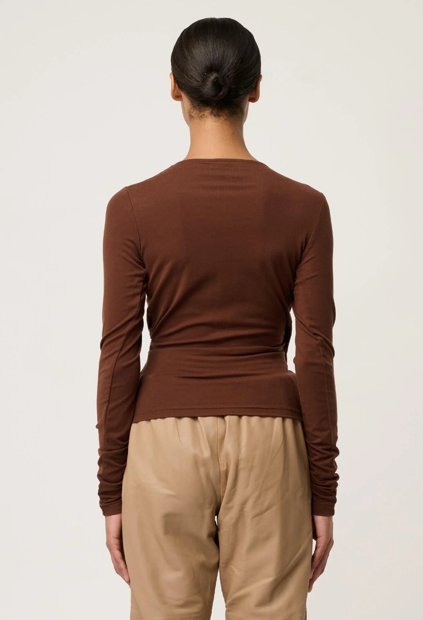 Aster Stretch Wrap Top - Mocha