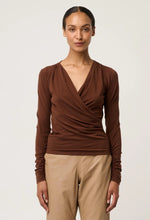 Aster Stretch Wrap Top - Mocha