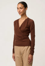 Aster Stretch Wrap Top - Mocha