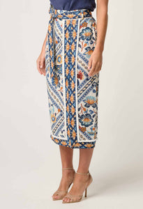 Zenobia Printed Fringe Midi Skirt