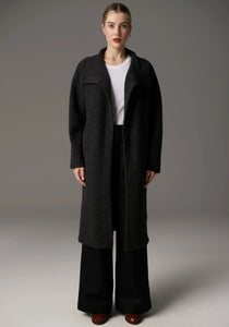 Ruben Draped Coat - Charcoal