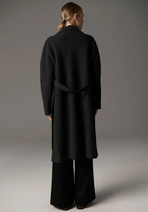 Ruben Draped Coat - Charcoal