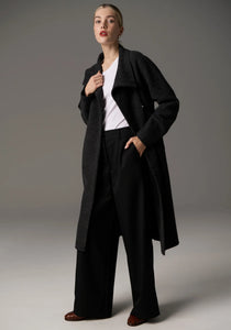 Ruben Draped Coat - Charcoal