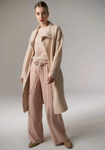 Ruben Draped Coat - Pebble