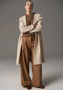Ruben Draped Coat - Pebble
