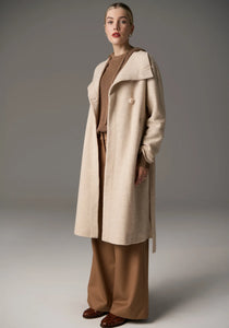 Ruben Draped Coat - Pebble
