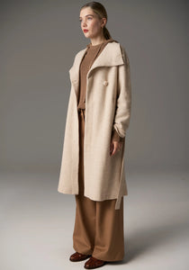 Ruben Draped Coat - Pebble