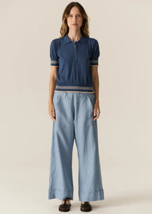 Lask Knit Polo - Blue/Ecru