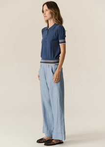 Lask Knit Polo - Blue/Ecru