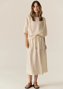 Henri Drawcord Skirt - Natural