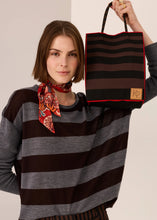 Kline Knit Tote - Choc/Black/Red