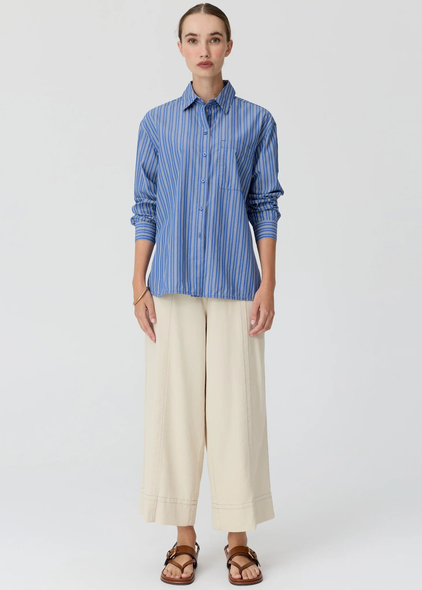 Aubin LS Shirt - Blue/Butter