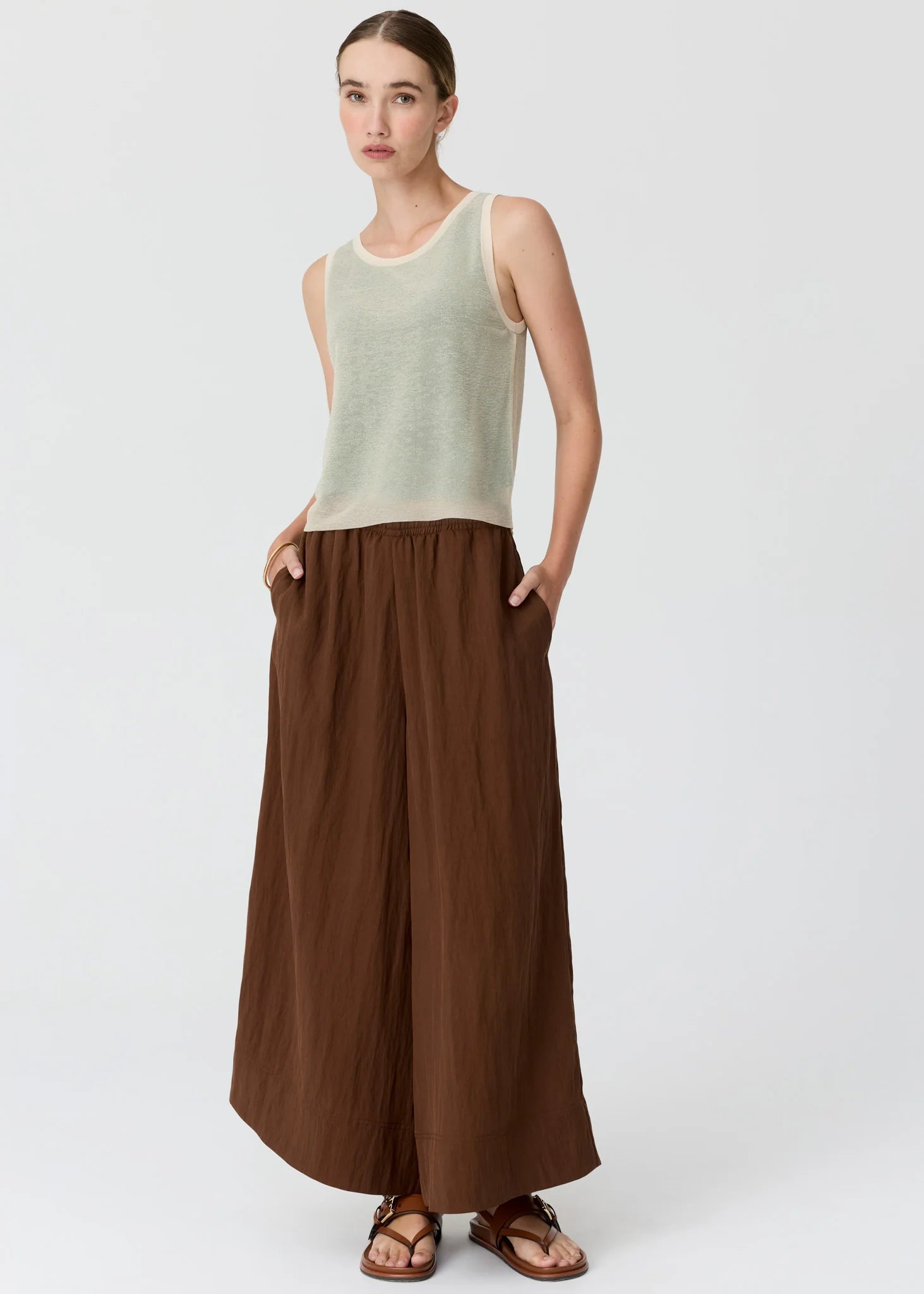 Kaspar Layered Tank - Green/Butter