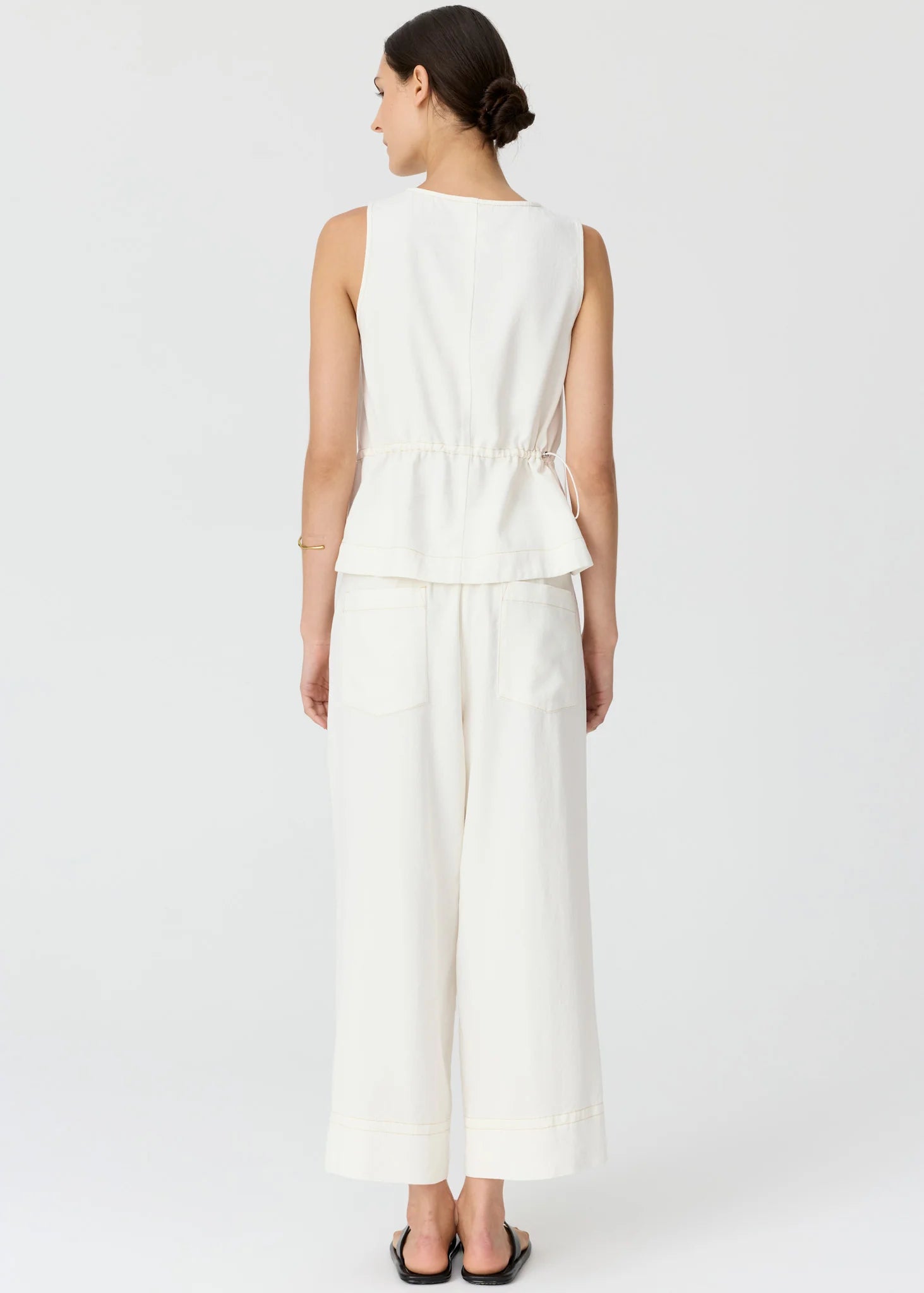 Anise Button Tank - Chalk